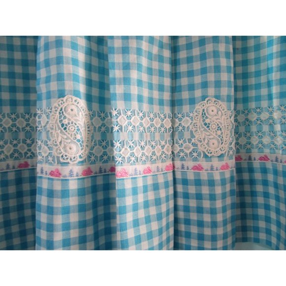 Blue Gingham Bunny Ribbon Trim Cross Stitch Accent Easter Apron Handcrafted GUC - Picture 5 of 16